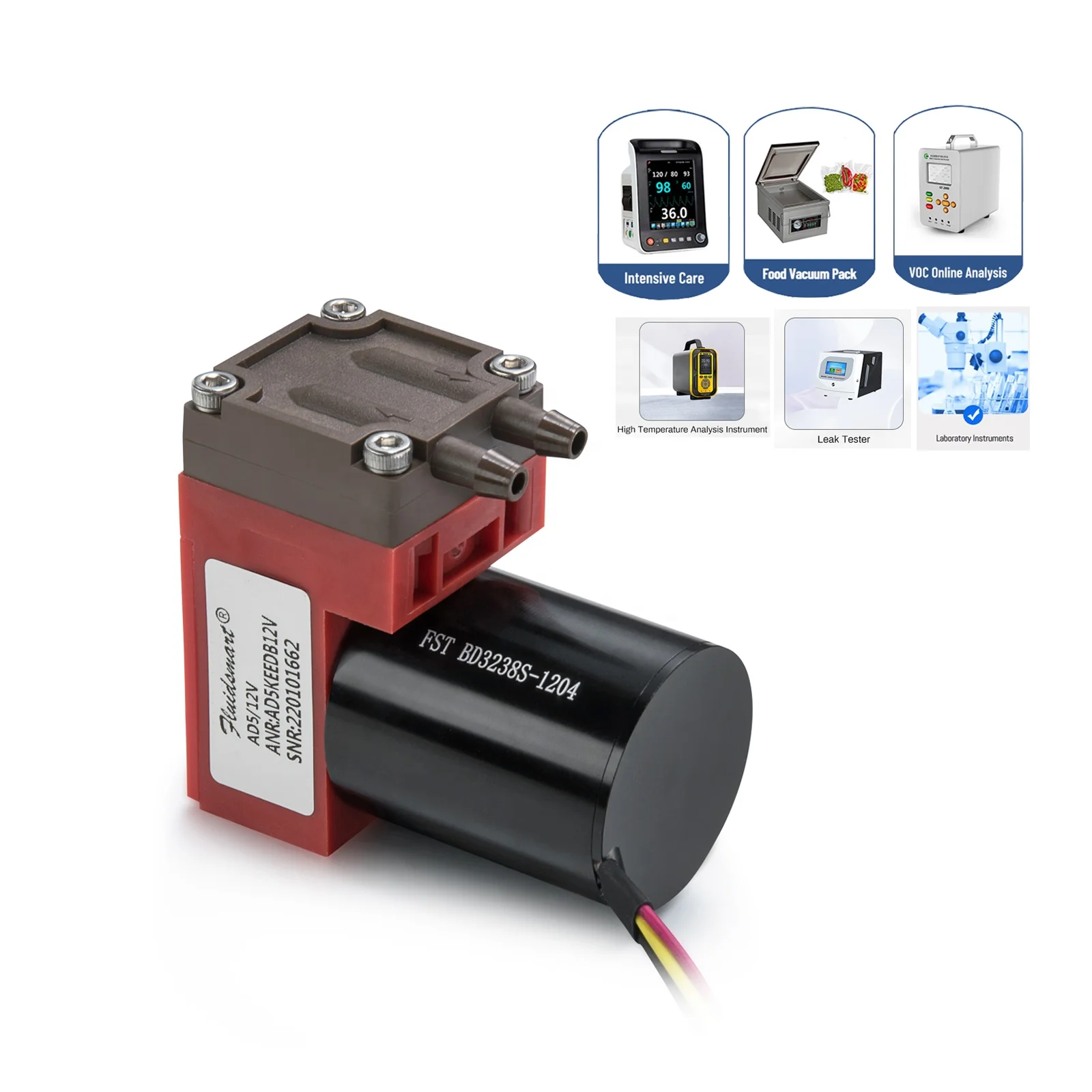 Brushless Motor Lab Diaphragm Electric Micro Air Pump DC 12V 24V CEMS Sample Oil Free Vacuum Pump for Sale