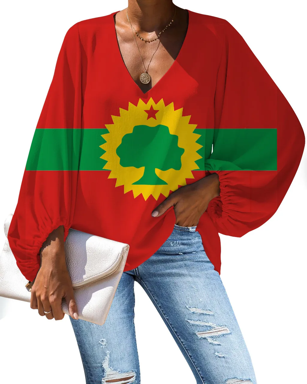 

Flag Of The Oromo printed long sleeve blouse women shirts fashion chiffon blouse for women clothing 2021 summer ladies shirt top