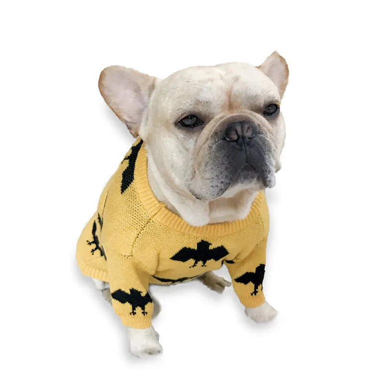 

Soft Dog Jumpsuits Warm Winter Outfit Bat Printed Dog Sweaters Clothes For Small Medium Dogs, Customized color