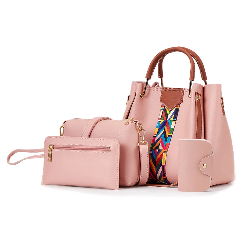 

Factory Wholesale Cheap Price 4 Pieces PU Leather Tote Bag Women handbags For Female Luxury Hand Bag Set