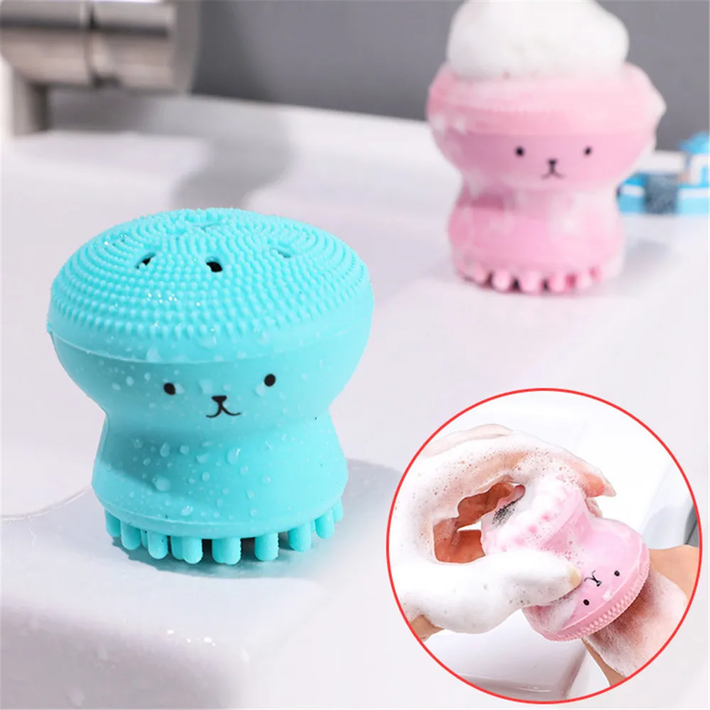 

Hot sales octopus mini facial cleanser silicon face massager waterproof brush cleaner exfoliator face cleansing brush, Green/blue/pink/purple