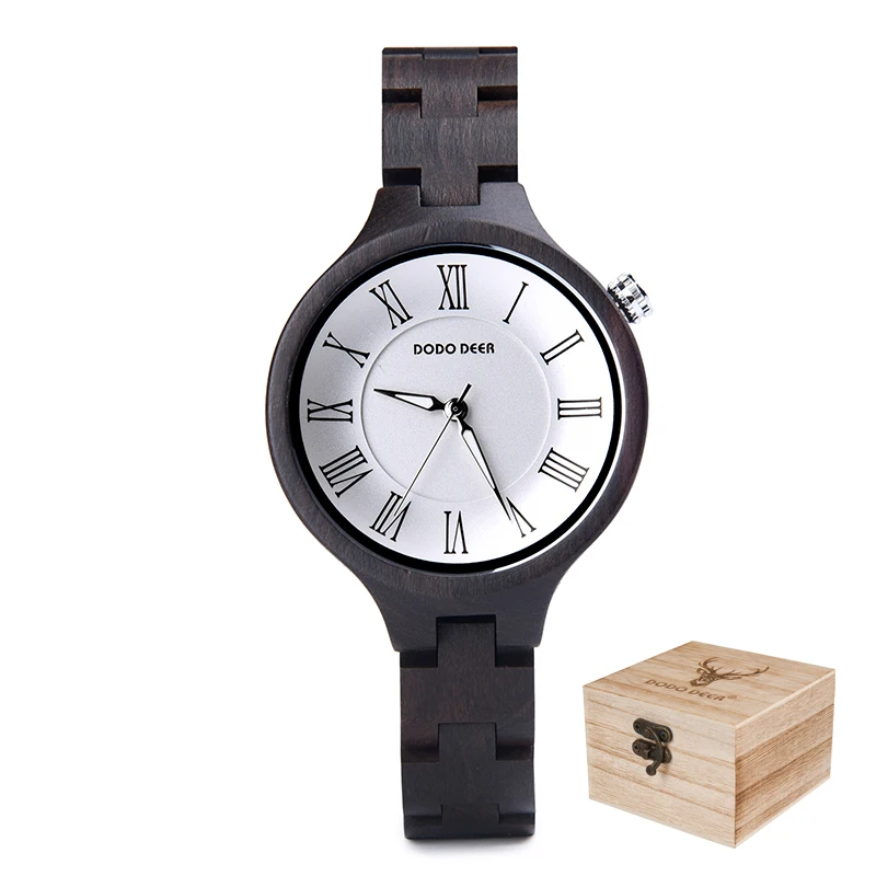 

Analog Ebony Wood Custom Logo Luxury Brand Wood Watch Women Japan Quartz Watch