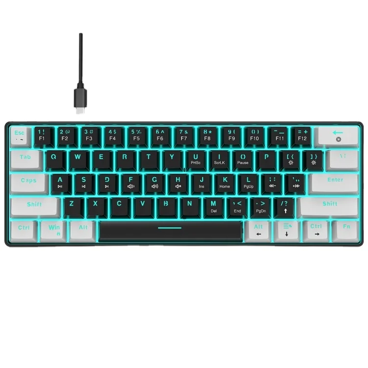 

Wholesale HXSJ V900 61 Keys Cool Lighting Effect Mechanical Wired Keyboard