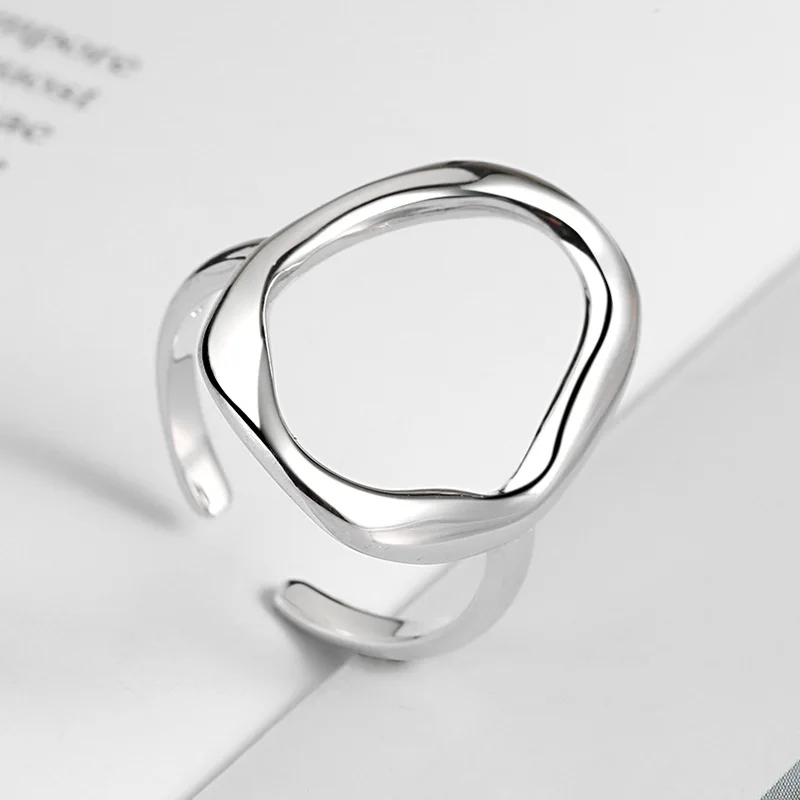 

Korean Version Of Silver Ring Ins Simple Geometric Irregular Hollow Ring Female Creative Jewelry