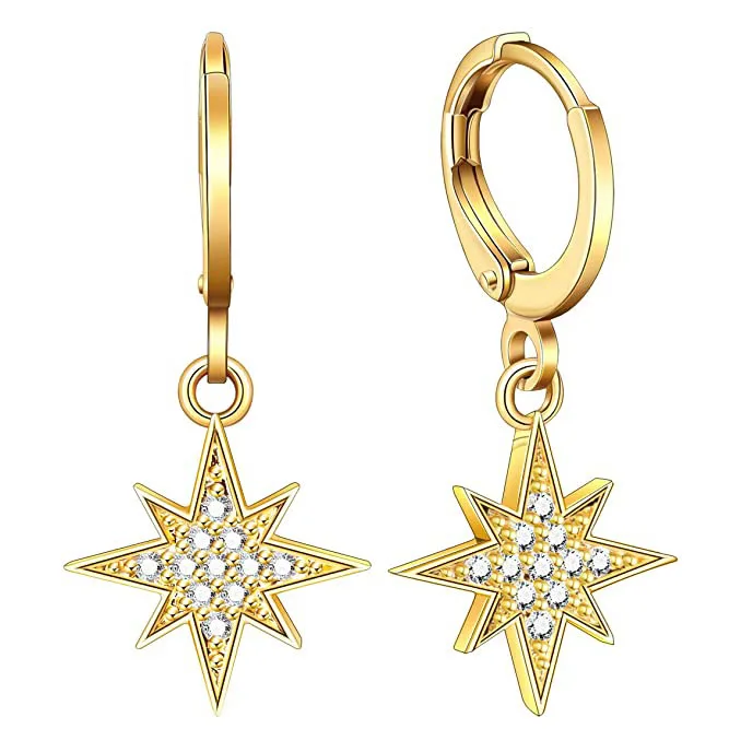 

Gold Plated Pendant Earrings Exquisite Earrings Star Earrings for Women