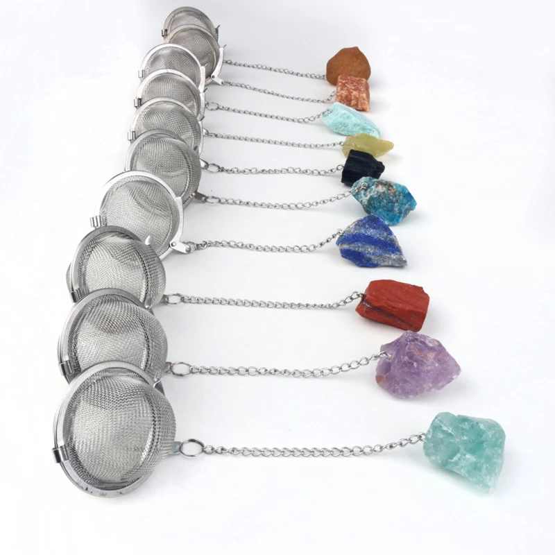 

Food Grade 304 Stainless Mesh Tea Strainer Ball Crystal Healing Stone Gemstone Crystal Tea Infuser Strainer