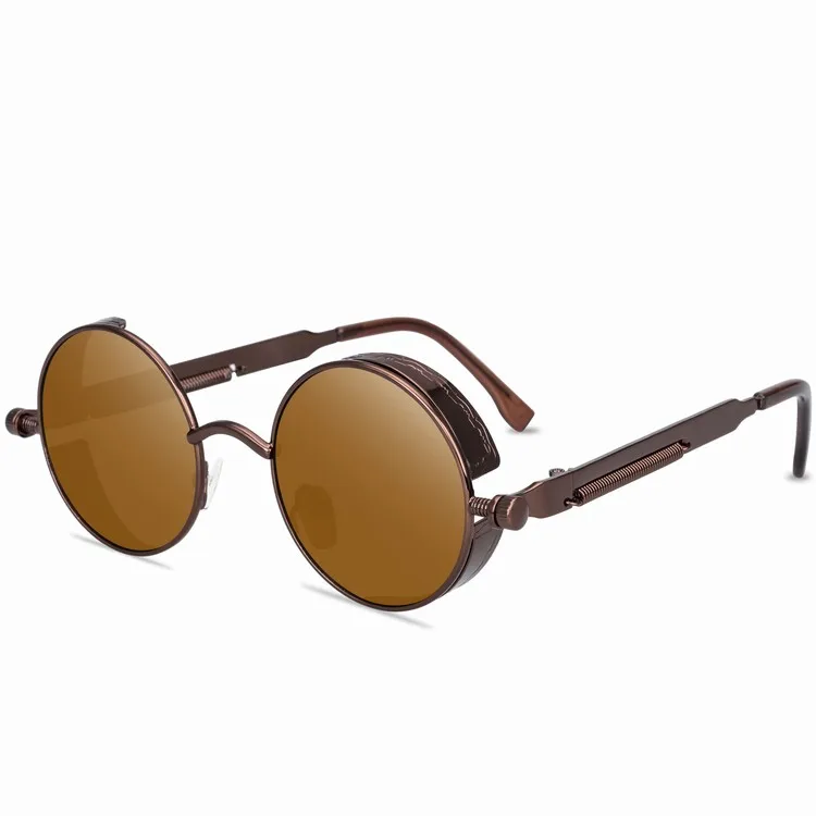 
58028 shades classic steam punk sunglasses Retro men vintage steampunk sunglasses metal frame retro round sunglasses 