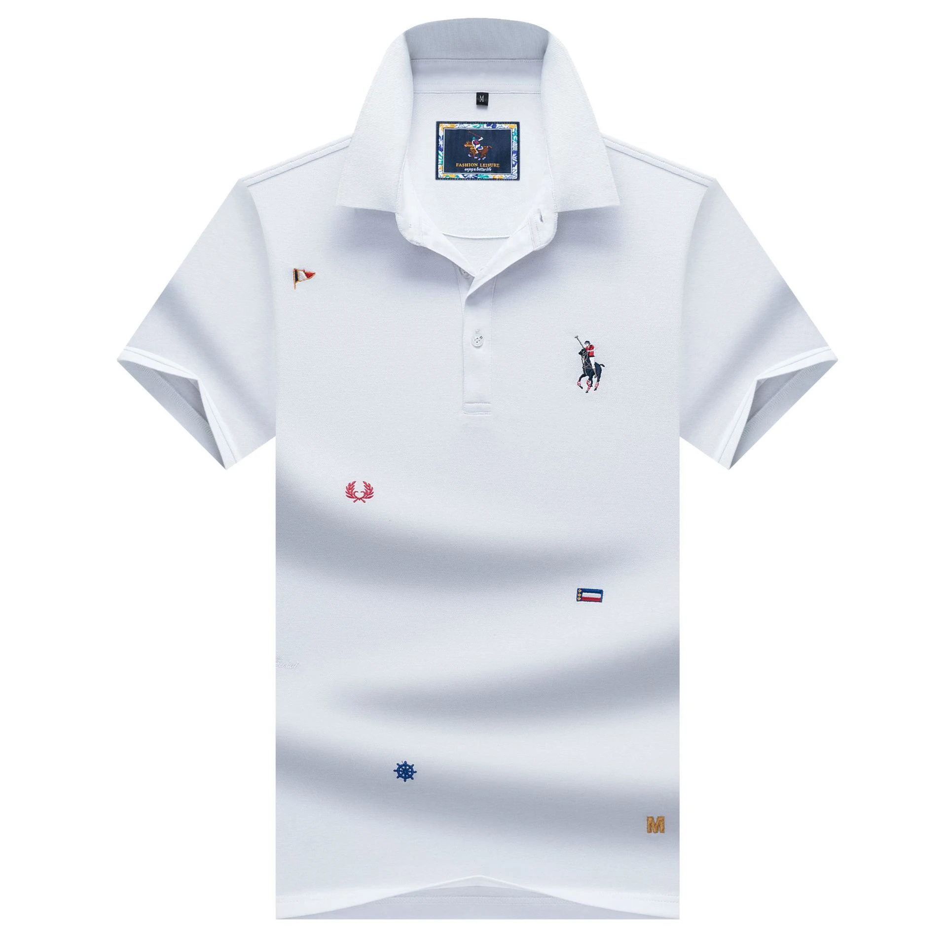 

Summer fashion lapel short sleeve multi-faceted embroidery Men's polo golf shirt