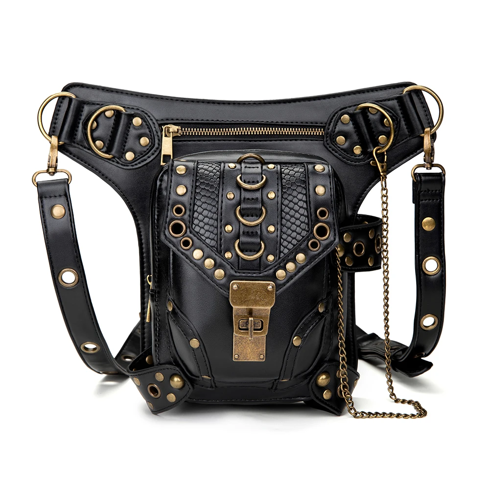 

Steampunk vintage wholesale multifunction punk motorcycle shoulder women cross body waist bags