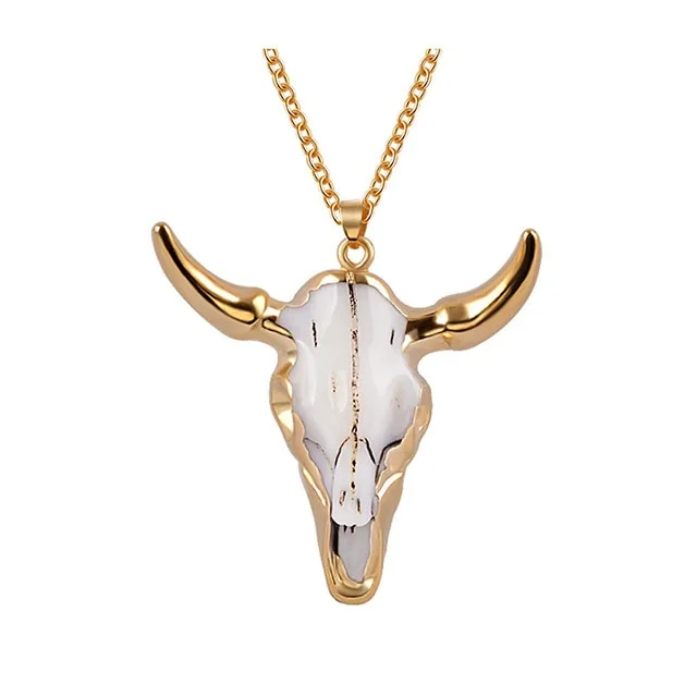 

Fashion Bull Head Skull Biker Pendants Necklaces Hip Hop Women Men Punk Vintage Retro Choker Pendant Animal Jewelry Friend Gift