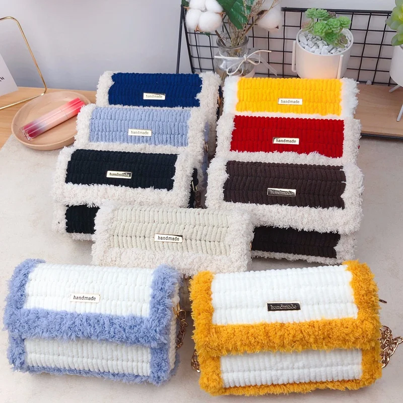 

Winter Plush Bags Women Hand Bags Luxury Ladies Cute Designer Cosmetic New Fashion Patchwork Girls' Fluffy Handbags Box Bags