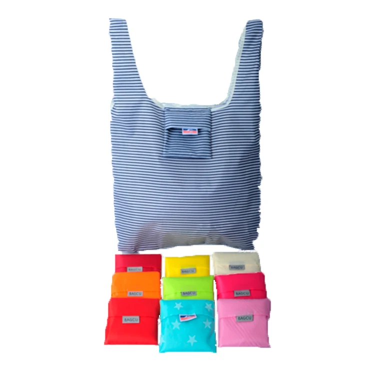

high quality recycle grocery folding waterproof polyester eco-friendly tote custom logo foldable reusable shopping bag with, Customized color