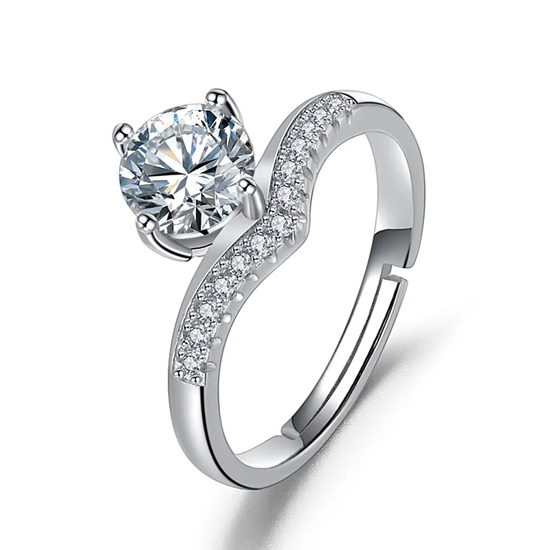 

factory price white gold plated cubic zirconia silver jewelry bling cubic zircon wedding ring women's jewelry diamond ring CZ