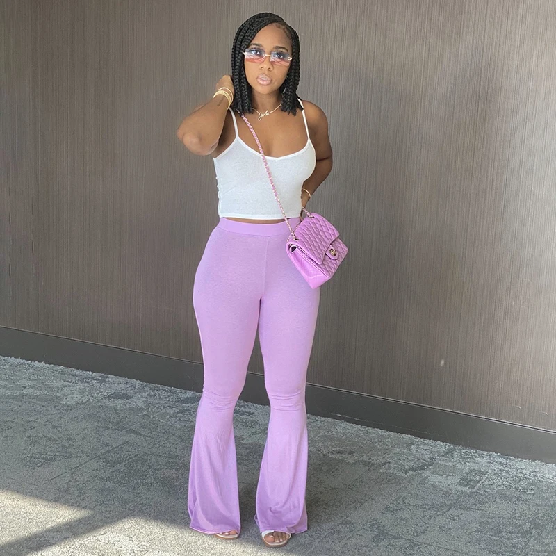 

M21PT129 Bomblook Casual Solid Color Women Bell-Bottom Pants 2021New Arrival Fashion Spring Skinny Pant Streetwear