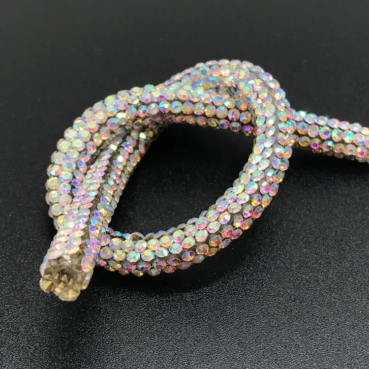 

The vogue 6mm Crystal AB colors Handmade Flower lace Cup Rhinestone Chain Super Shiny rhinestone tube
