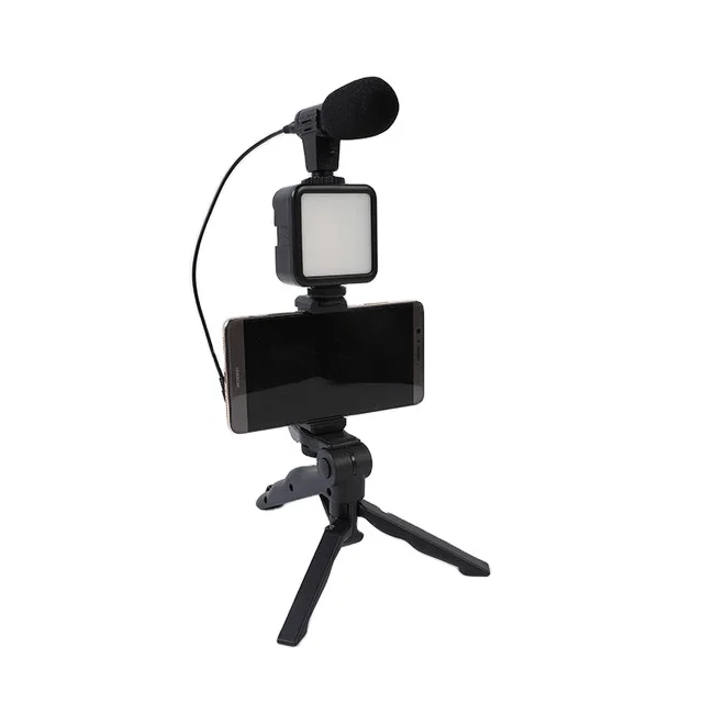 

New desktop professional smartphone vlogging kit with led light, Black