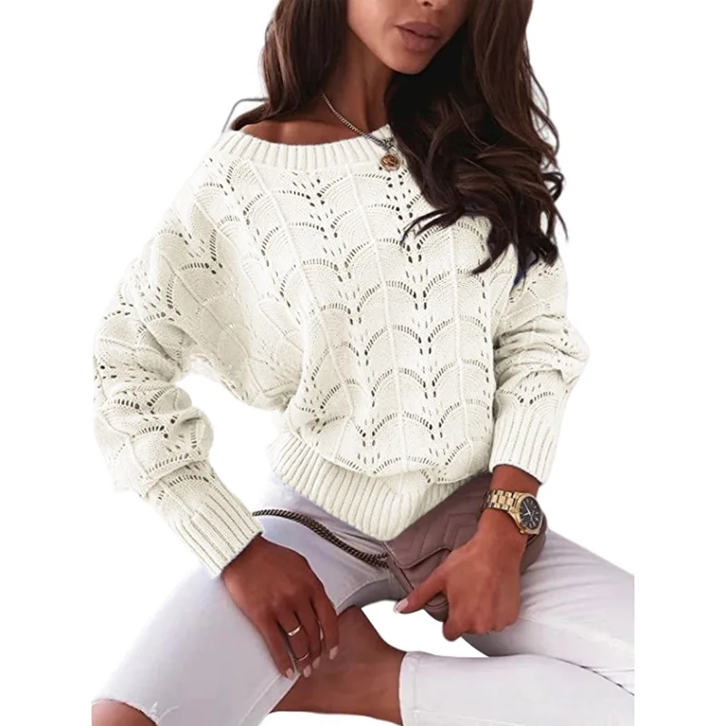 

New Arrivals Winter Sexy Long Sleeve Casual Plain Color Pullover Sweaters for Woman, #1-#5