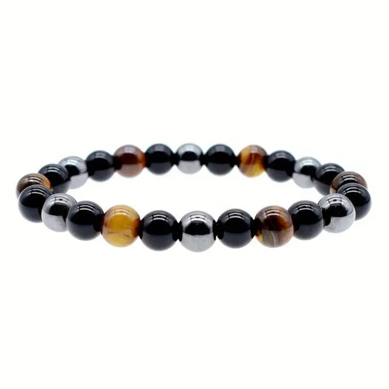 

8MM Natural Stone Hematite Agate Stone Tiger Eye Beaded Strand Buddha Bracelets&Bangles for Men Male Jewelry Accessories, More than 100 colors