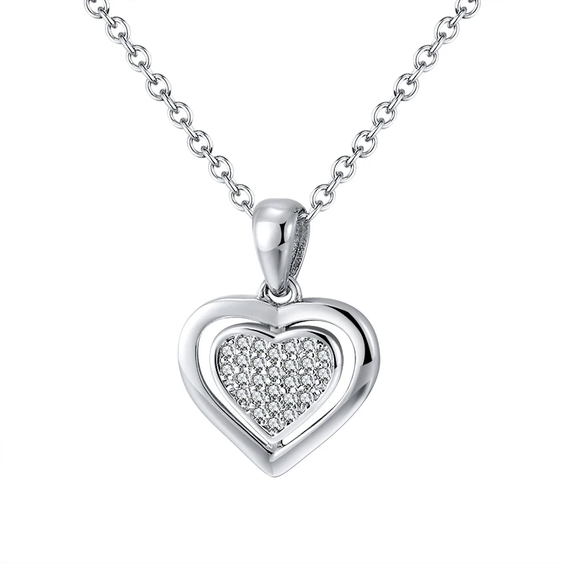 

RINNTIN SN223 New Arrival Valentines Gift 925 Sterling Silver Heart Pendant Necklace Jewelry