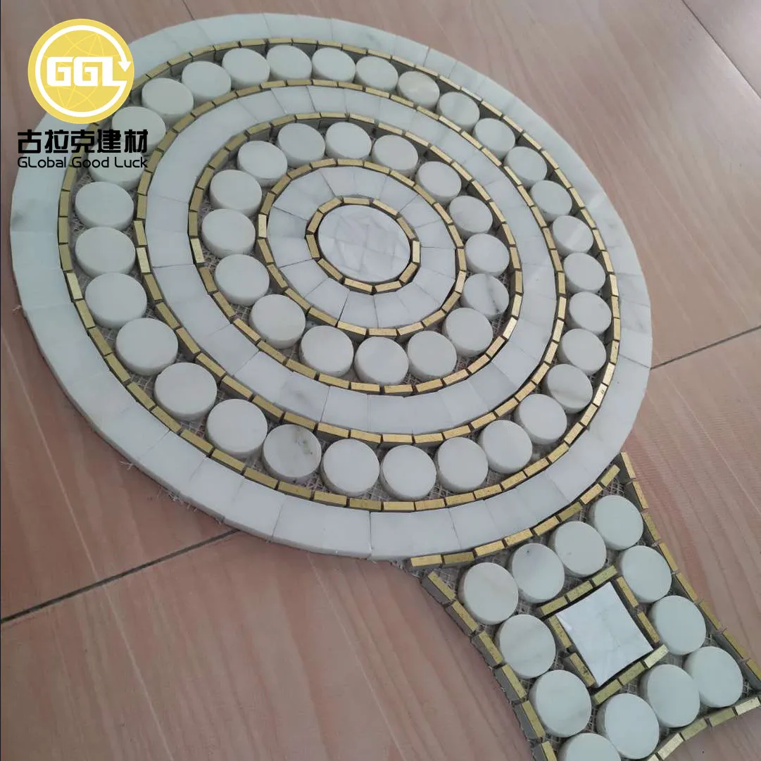 carrara white bianco white marble fireplace tile waterjet mosaic tile corner shelf factory