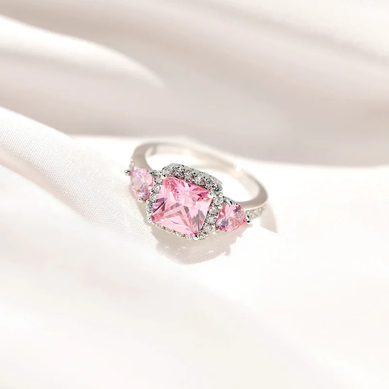 

2021 Engagement Couple Ring Jewelry Copper Heart Platinum Plating Zircon Women Rings For Girls