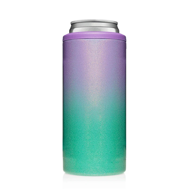 

Custom Double Wall Slim Mermaid Glitter Sublimation Blank Drink Tall Tumbler Thermo Cola Can Cooler Holder