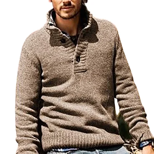 

Amazon's new hot style men's lapel slim casual pullover trendy sweater men