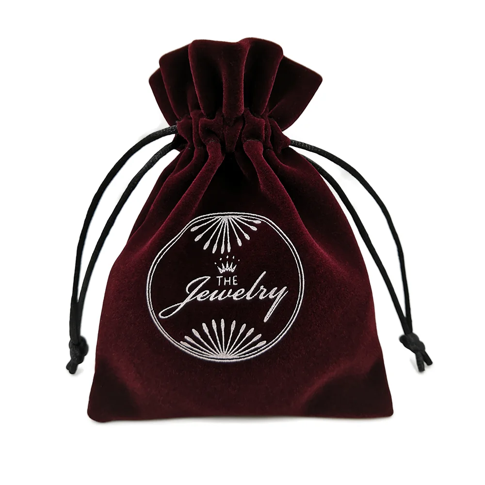 

Custom printed velvet bag pouch for jewellery gift with drawstring, Customized color