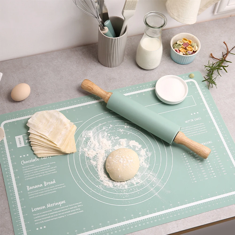 

Baking Tools Silicone Mat Increase Non-Stick Thickening Baking Mat Pastry Rolling Kneading Pad Pizza Dough Kitchen Accessories, Sky blue