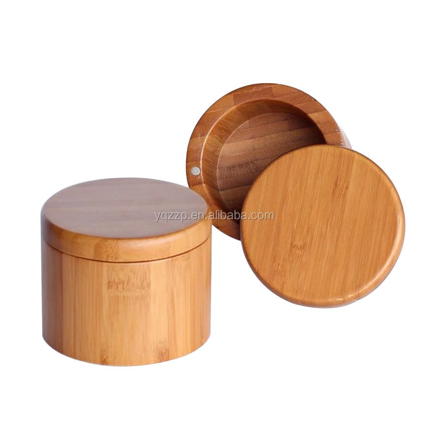 Organic Bamboo Jar Triple Salt Box,100 Bamboo Container Lid For Secure Strong Storage