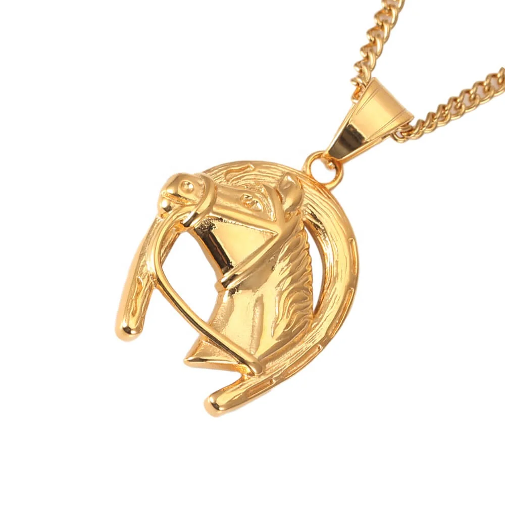 

Inox Stainless Steel Mens Horse Gold Plated Pendant