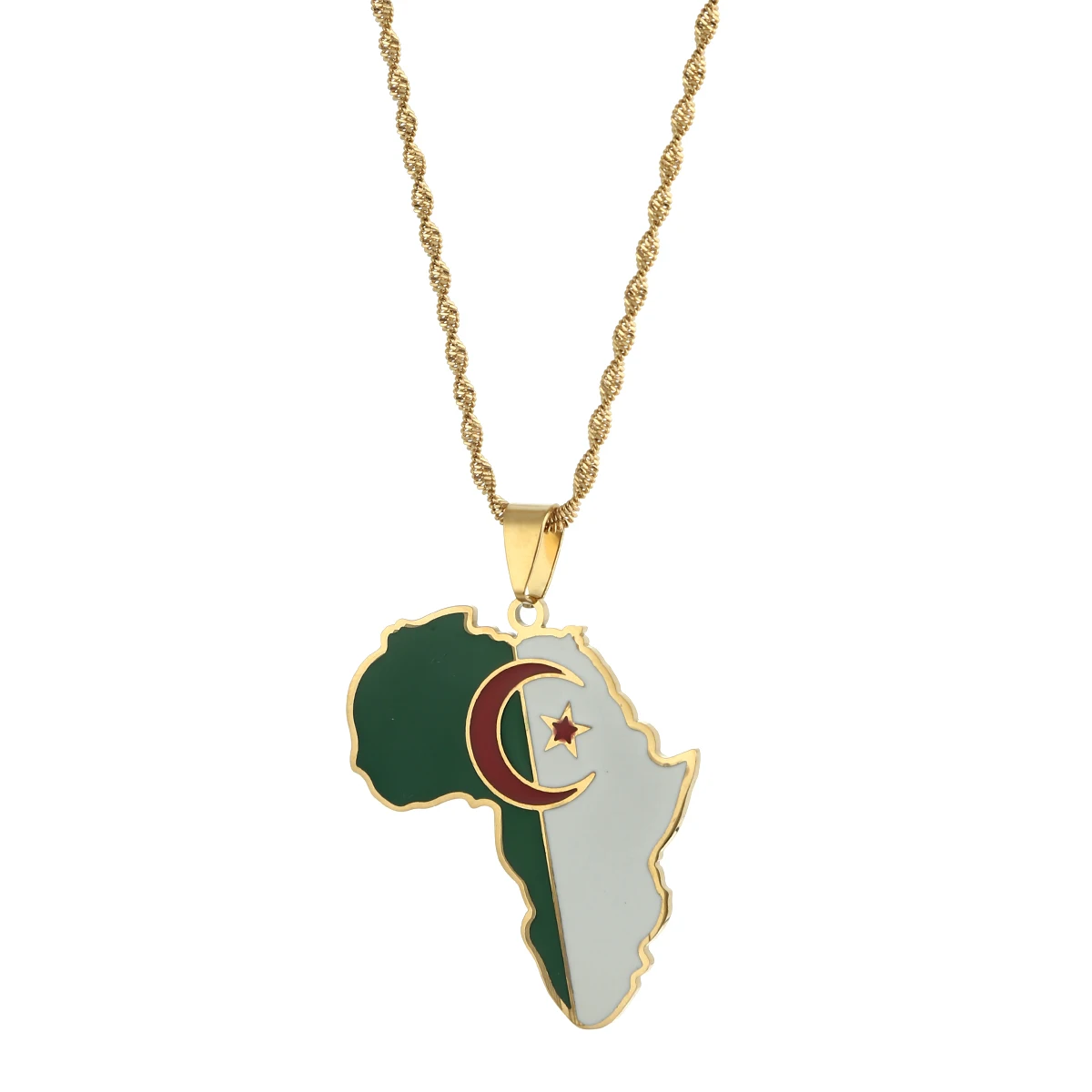 

Africa Algeria Map Flag Pendant Necklace Gold Color Trendy Jewelry Maps Of Algeria Necklaces