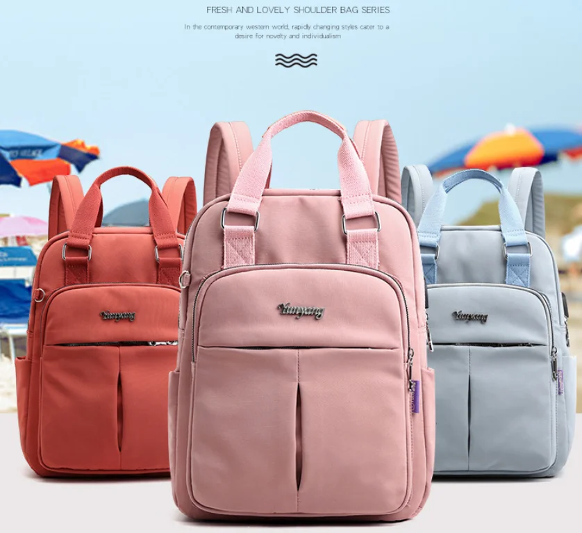 

USB charge cable design colorful unisex nylon Backpacks School Bags University Organization symbolic nylon teens school bags, As show