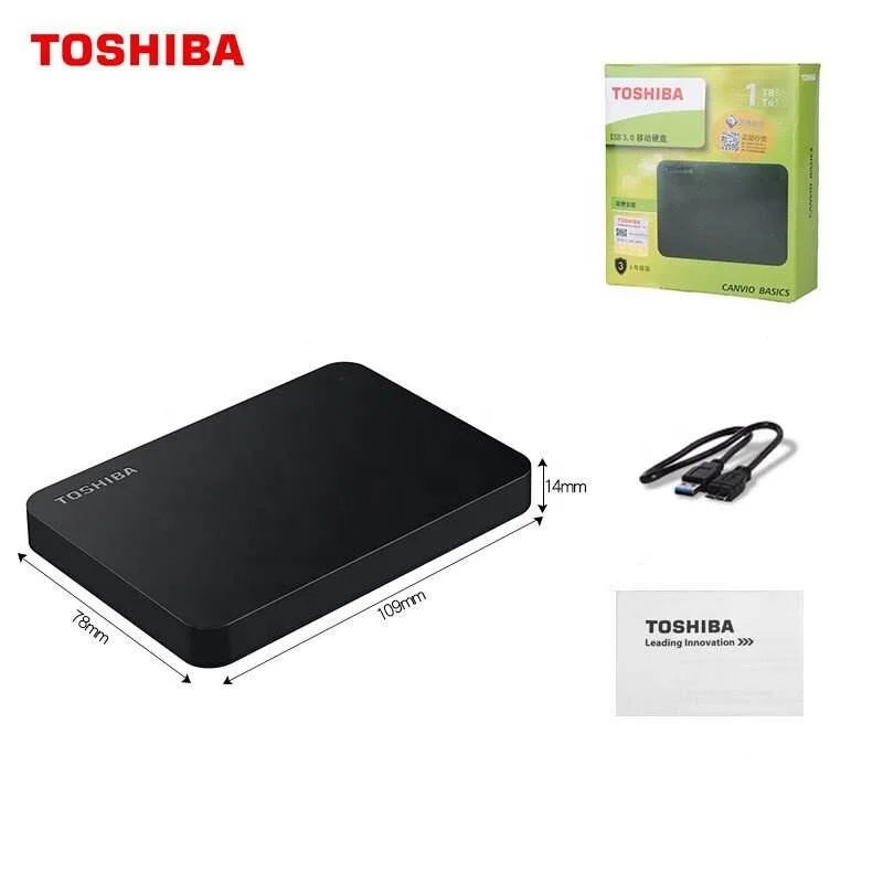 

Toshiba Portable HDD High Speed Performance Mobile External Hard Drive Disk For Desktop Laptop 4TB 2TB 1TB, Black