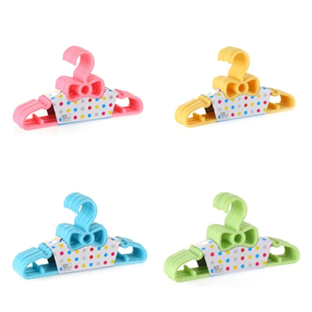 

Baby Clothes Hanger 10pcs Set Children's Bow Hanger Multi Colorful Plastic Kids Clothes Hangers Wholesale, As photo