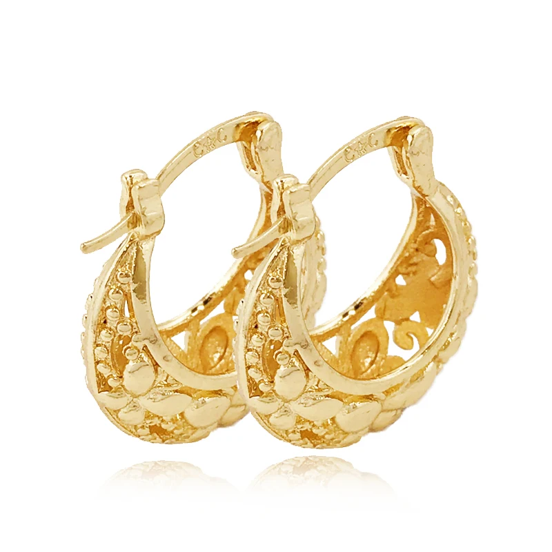 

Pendientes de aro chapados en oro de 14k para mujer joyeria de moda, Gold color