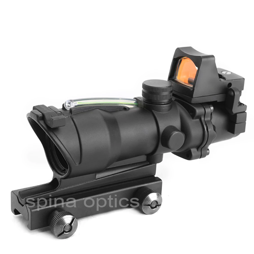 

SPINA ACOG 4X32 Tactical Real Fiber Green Illuminated Rifle with RMR Mini Red Dot Sight for.223 .308 Caliber