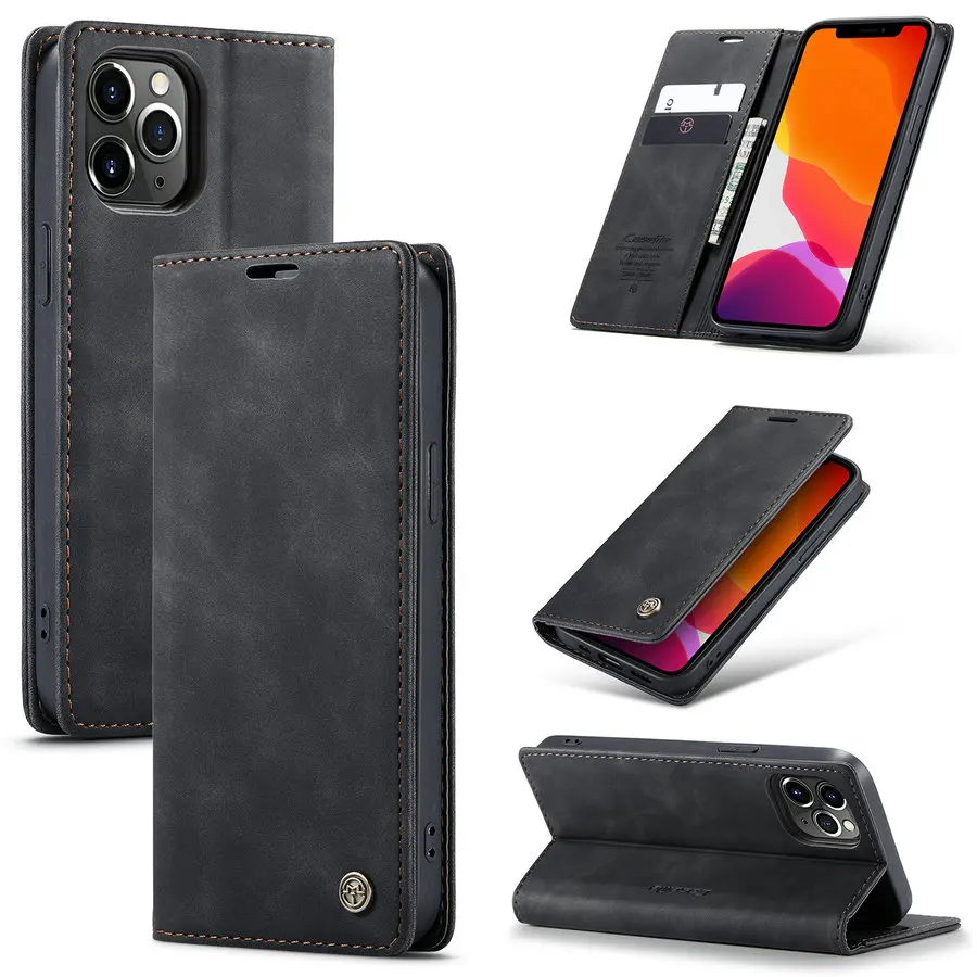 

CaseMe Wallet for iPhone 12 Phone Case Magnetic Case for Samsung S20 S10 S10e S9 A10 A20 A30 A50 A70 A80 A31 A41 A51 A71 A81 A91, Black, brown, red