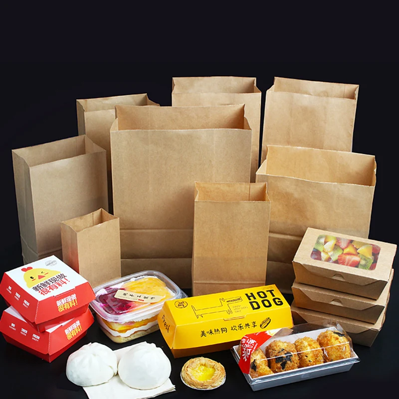 Food Grade Greaseproof Custom Brown Small Wax Coated Kraft Paper Bags