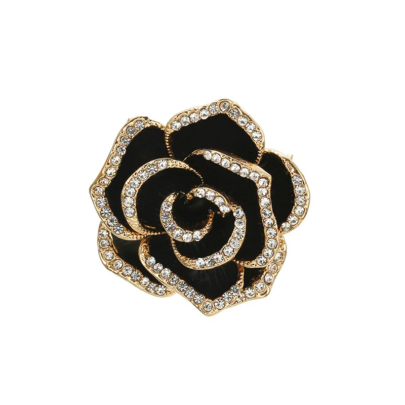 

Hesiod Camellia flower top grade Brooch clothing Brooch personality full diamond pin multi layer Rose Brooch for woman