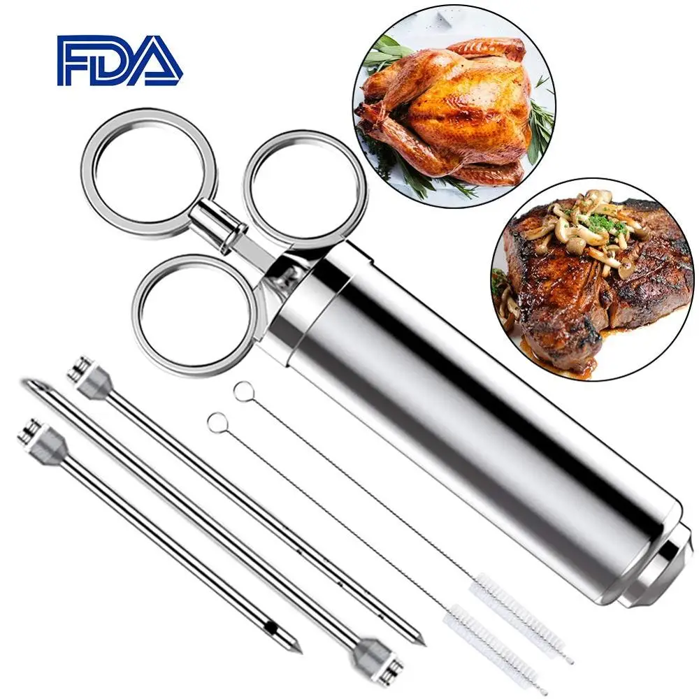 

2oz Grill Sense Food Safe, 3 needle Meat Injector, Marinade Injector, Seasoning Injector set