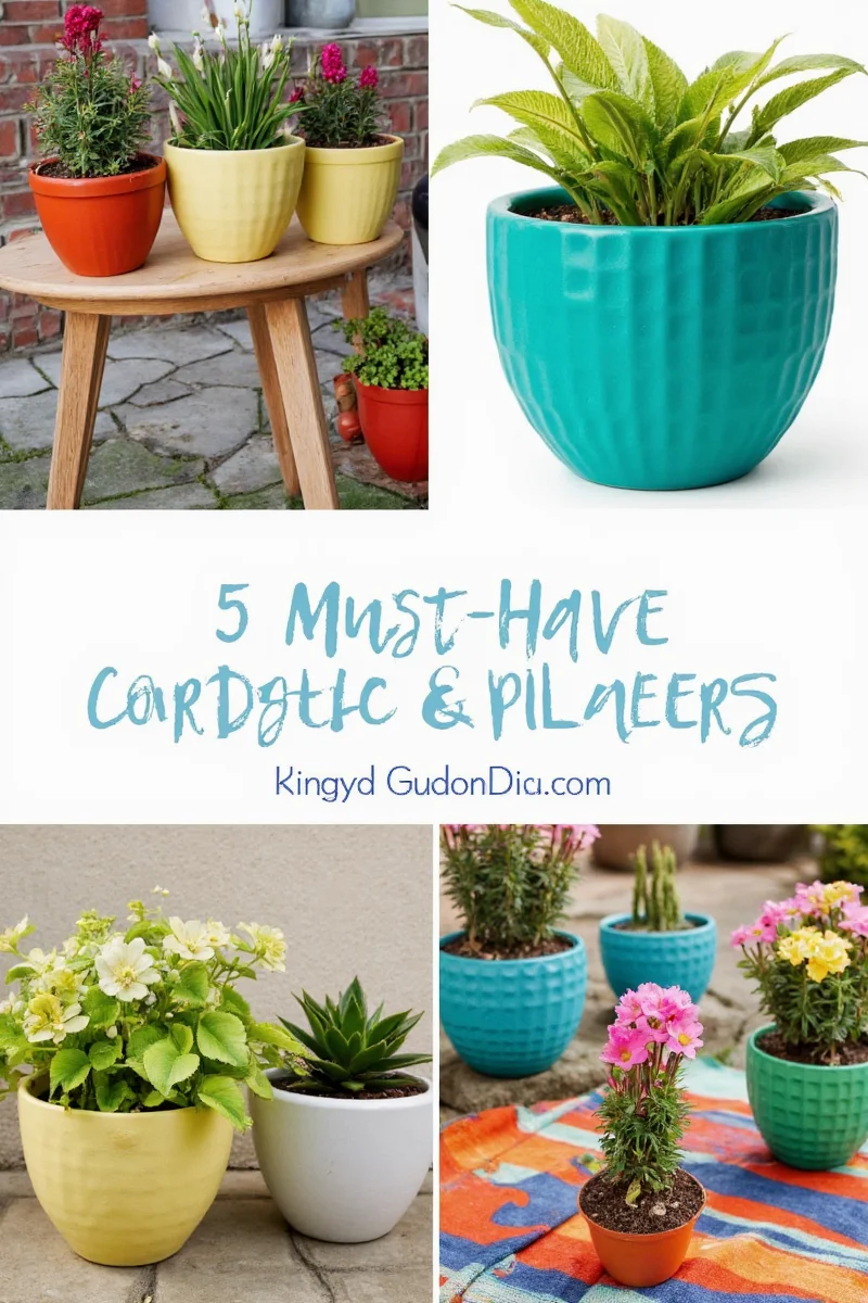 Family enjoying a garden with ceramic planters