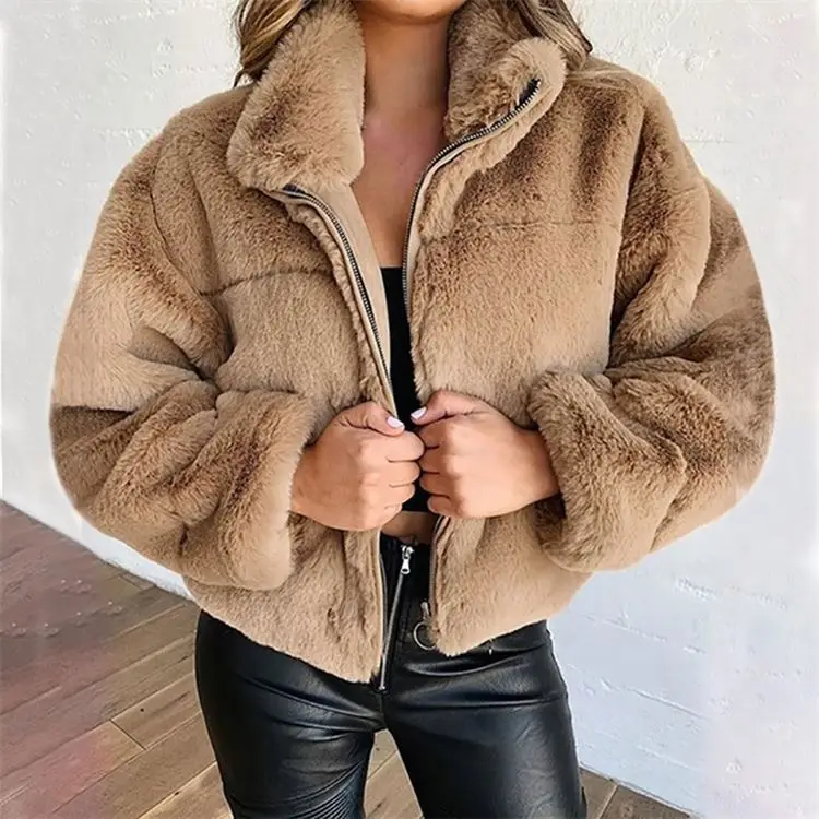 

2021 Trendy Winter Clothes Ladies Warm Short Women Faux Fur Jacket Fur Coat