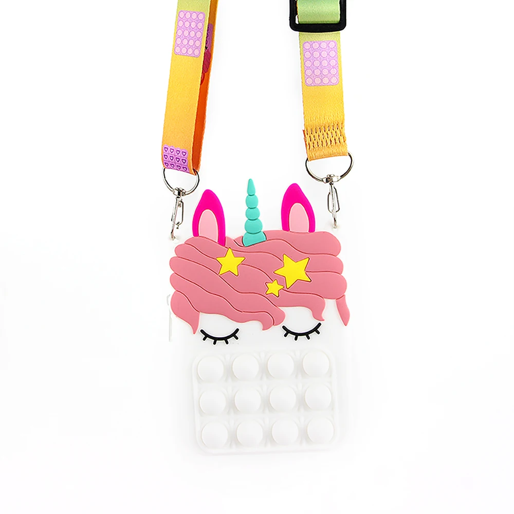 

Unicorn Shoulder Bag Purse Fidget Sensory Toys Silicone Crossbody Bag, As show