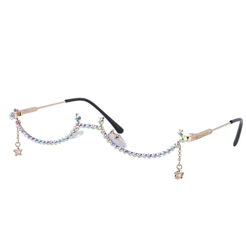 

Sexy Water Drop Star Pendant Glasses Frame Women Female Shades Half Frame Rhinestone No Lens Spectacle Frame