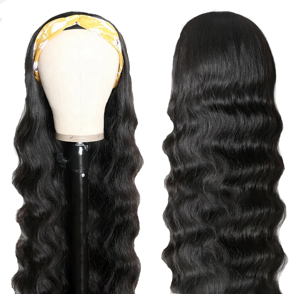 

Sense 10-26 inch Deep Wave Human Hair Headband Wig Coliy Headband Wig