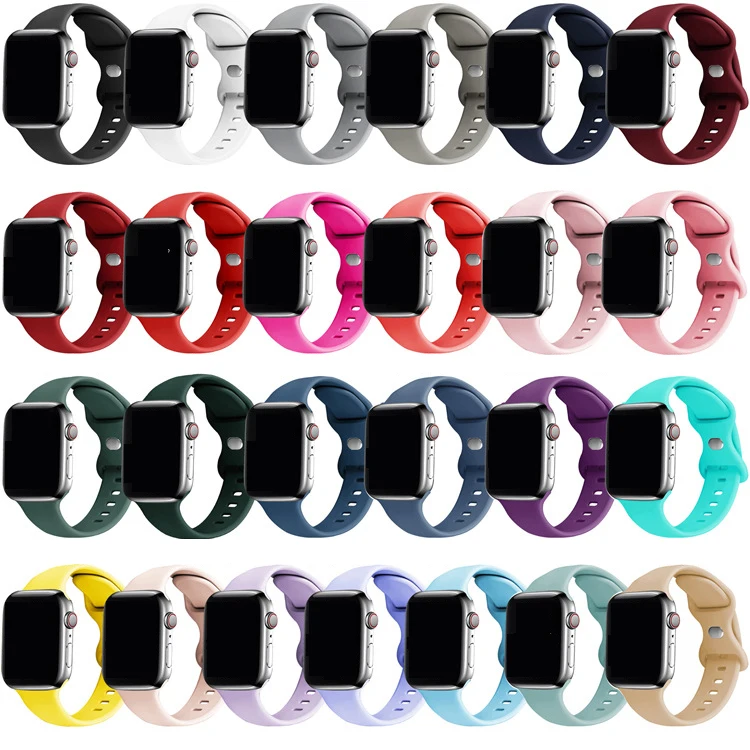 

Silicone Strap For Apple Watch band 6 44mm 42mm 40mm 38mm Smart rubber watchband bracelet iWatch band for Series 6 SE 5 4 3 2, Multi colors