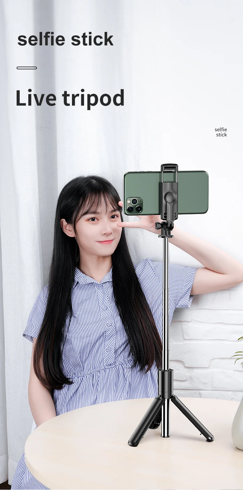 Amazon Hot Sellers 2020 360 Rotation Action Camera Selfie Stick Lipstick Selfie Stick Tripod