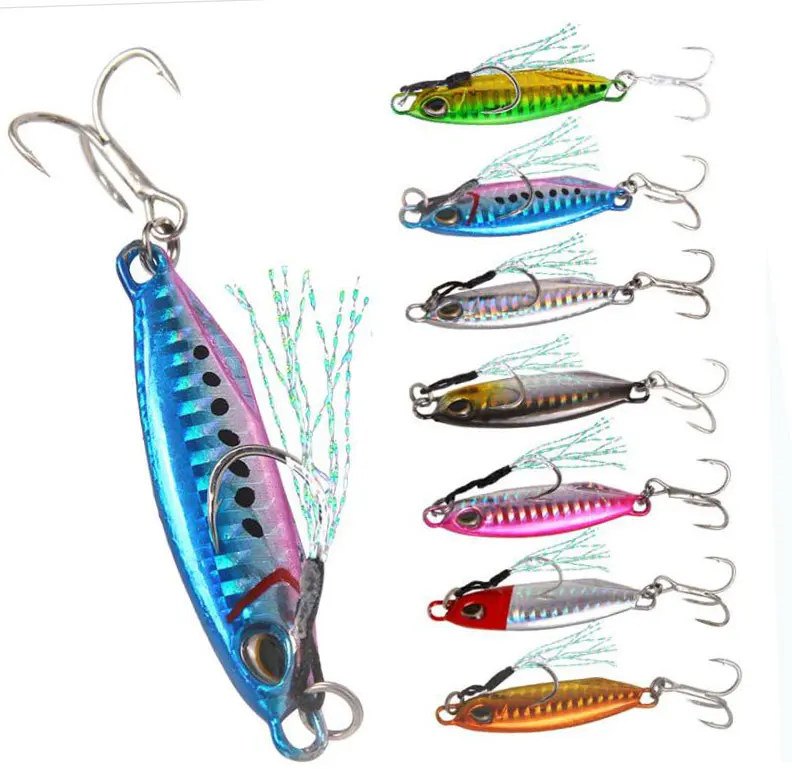 

Hot sale luminous 16g 32g jig lure for sea fishing, 7 colors