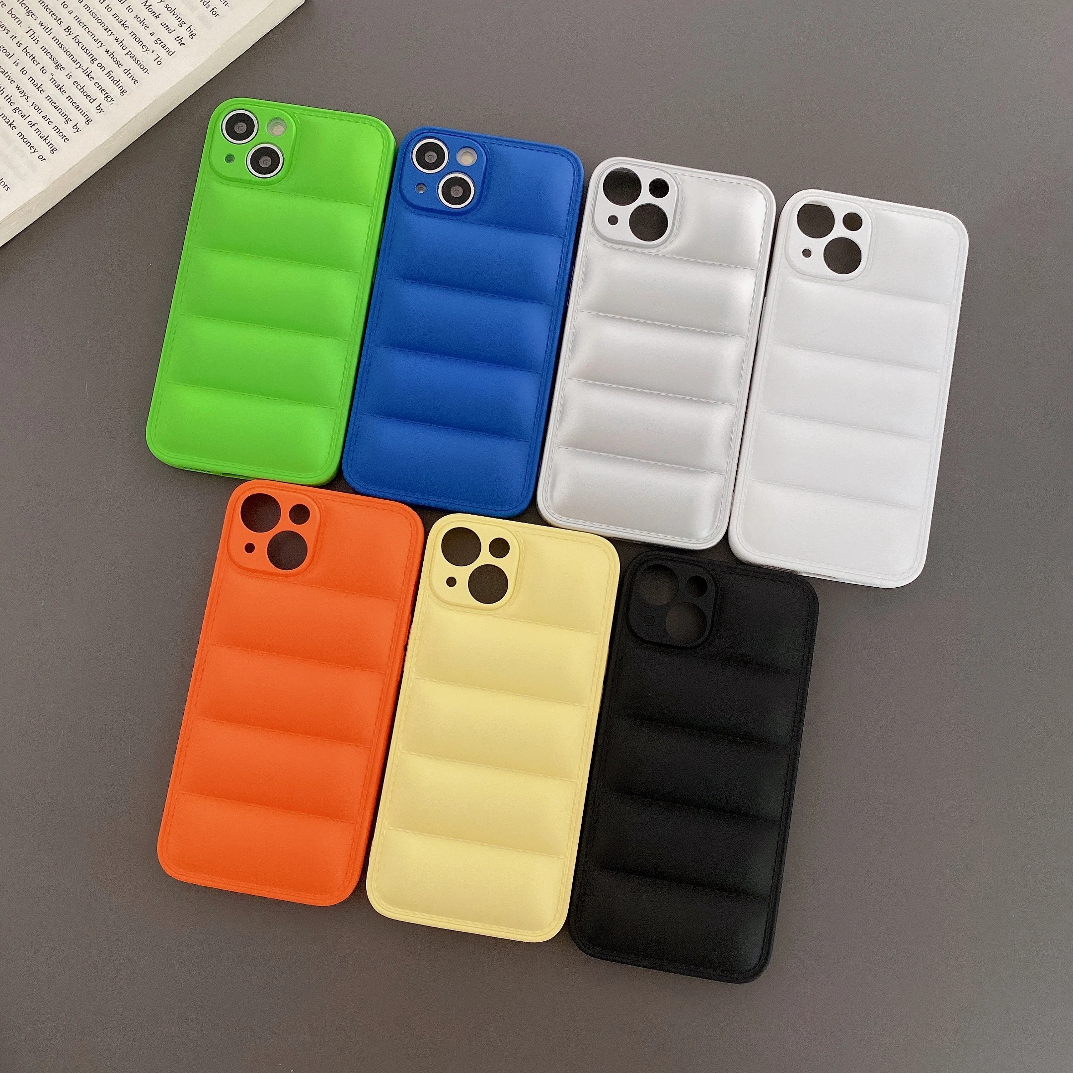 

INS New trend colorful couple cotton Down jacket Phone Case for iphone 13 pro max